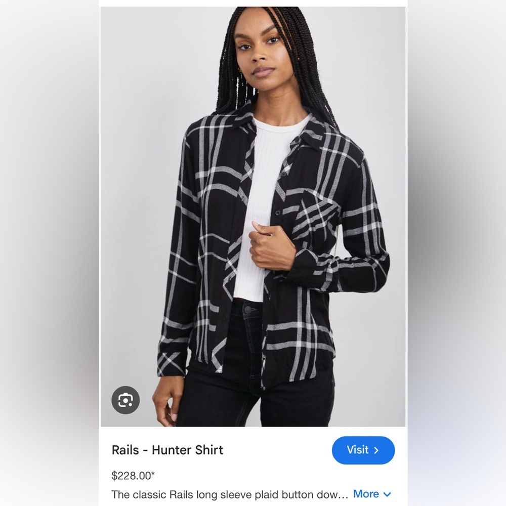 Rails Black and White Checkered Button Down Shirt